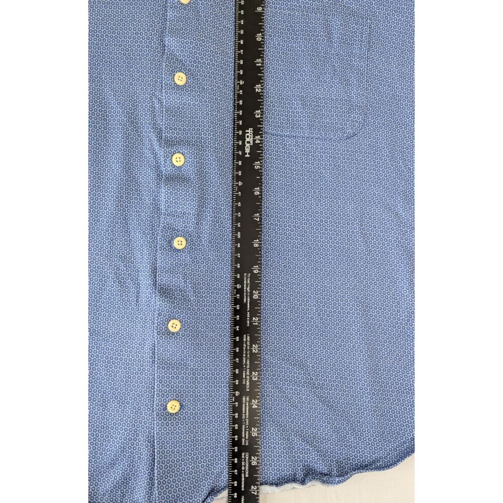 Peter Millar Large Blue Geometric Pattern Button‑… - image 5